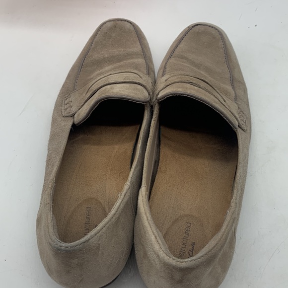 Clarks Unstructured Trish Bone Taupe Suede Penny Loafer Size 8.5. MCL3937B - Picture 7 of 10
